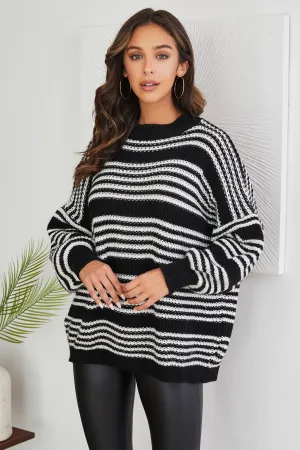 The Emma Stripe Drop Shoulder Knit Sweater