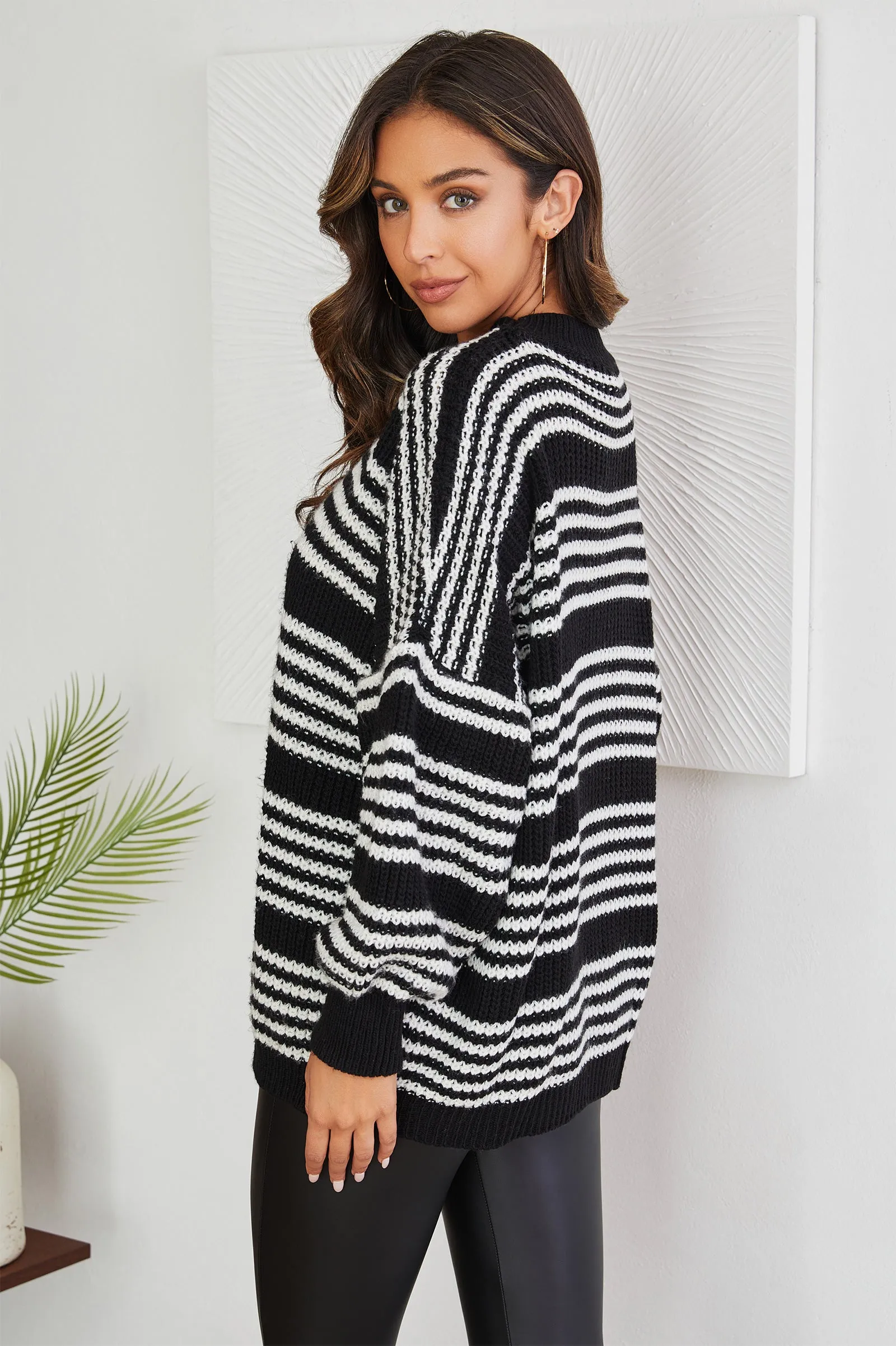 The Emma Stripe Drop Shoulder Knit Sweater