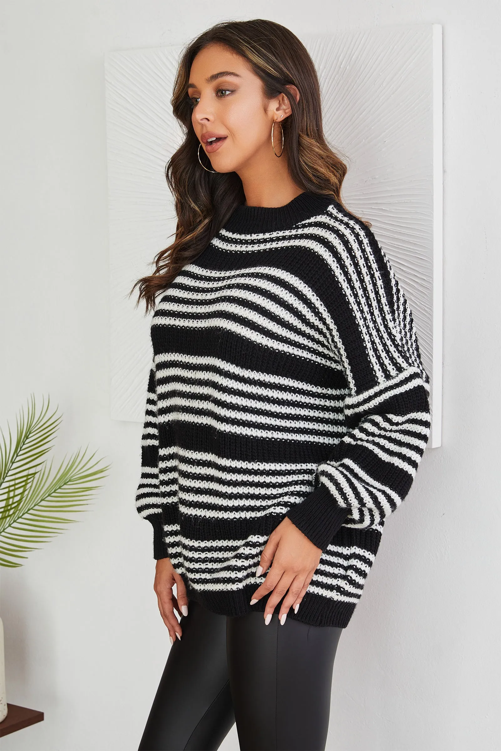 The Emma Stripe Drop Shoulder Knit Sweater