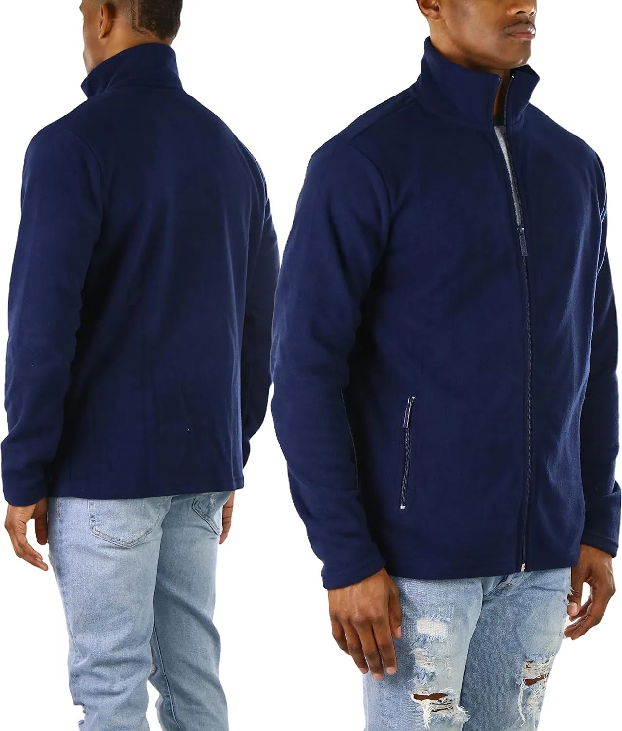 ToBeInStyle Men's Zip Up Long Sleeve High Collar Polar Fleece Jacket