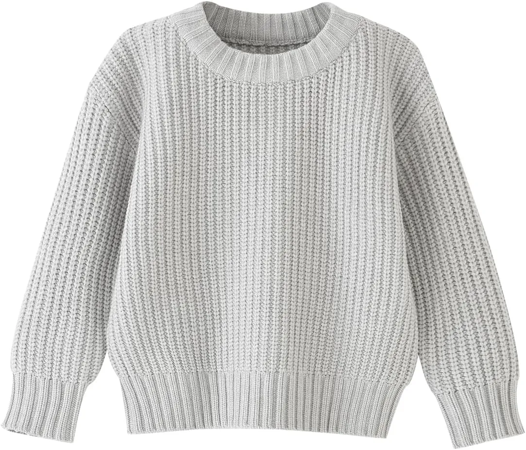 Toddler Baby Boys Girls Knitted Sweater Warm Soild Pullover Top Autumn Winter Outfits