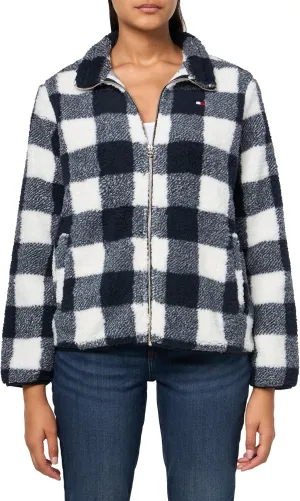 Tommy Hilfiger Women's Buffalo Check Long Sleeve Zipup Sportswear Jacket