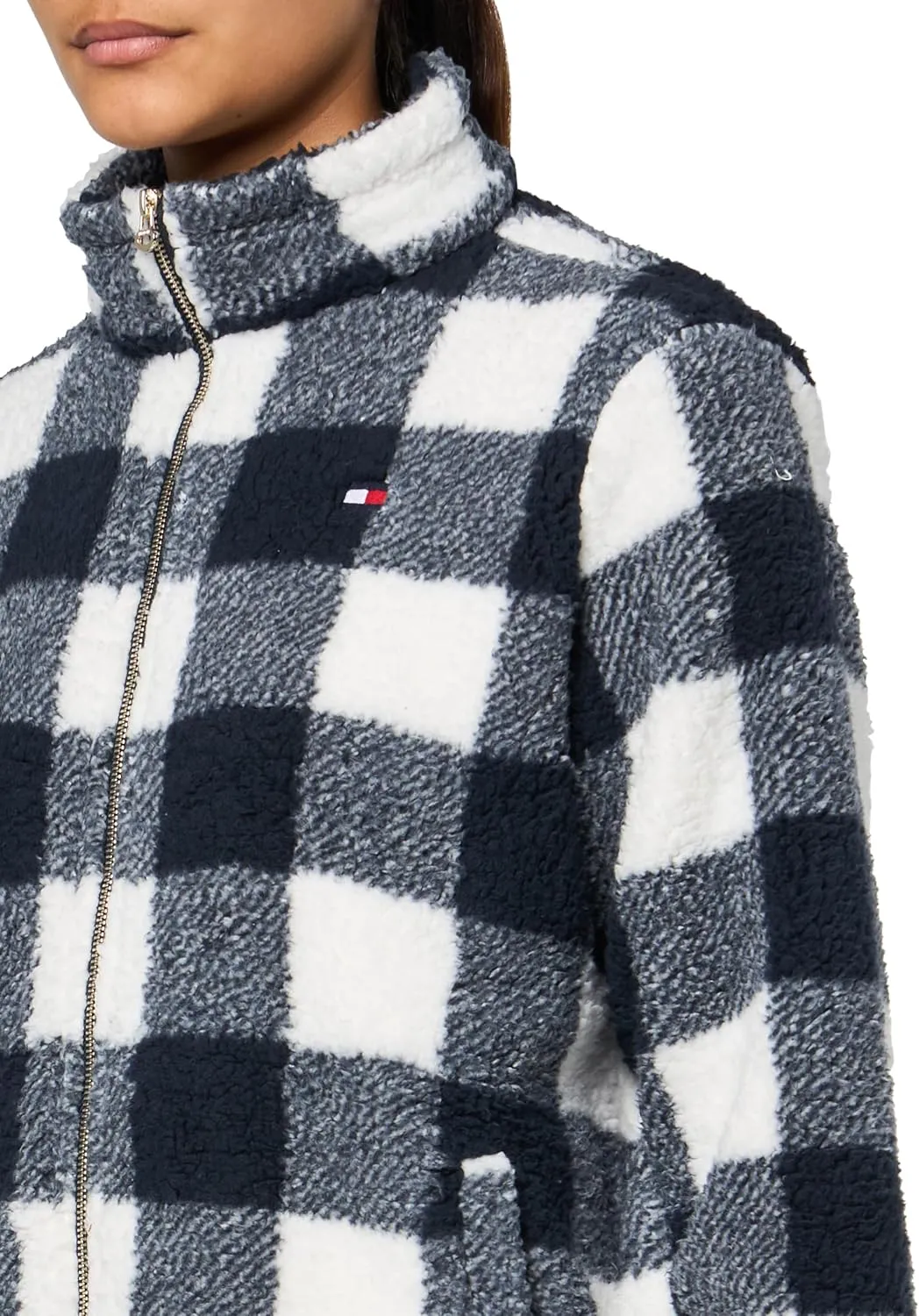 Tommy Hilfiger Women's Buffalo Check Long Sleeve Zipup Sportswear Jacket