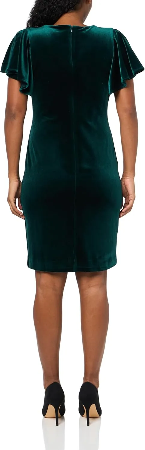 Tommy Hilfiger Women's Flutter Sleeve High Neck Sheath Mini Dress