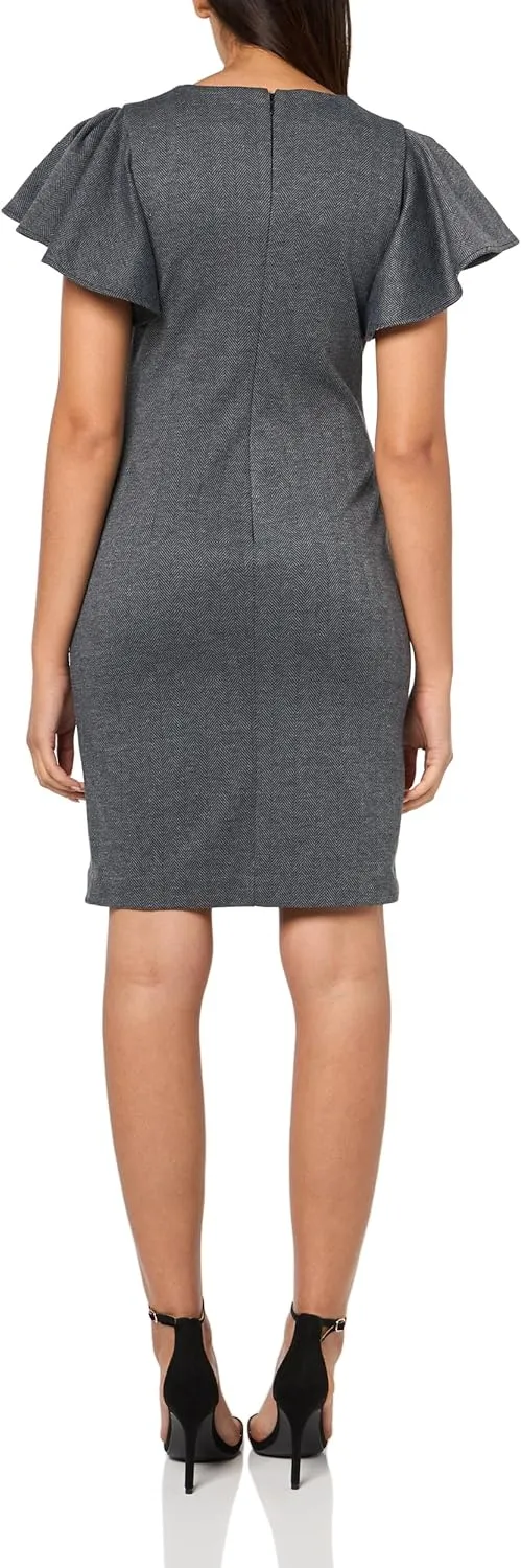 Tommy Hilfiger Women's Flutter Sleeve High Neck Sheath Mini Dress
