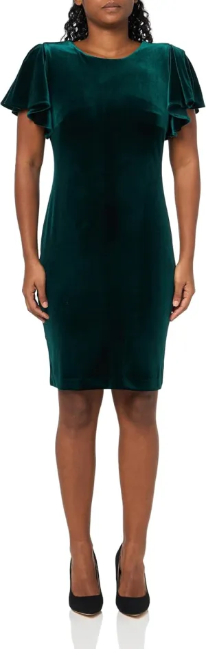 Tommy Hilfiger Women's Flutter Sleeve High Neck Sheath Mini Dress