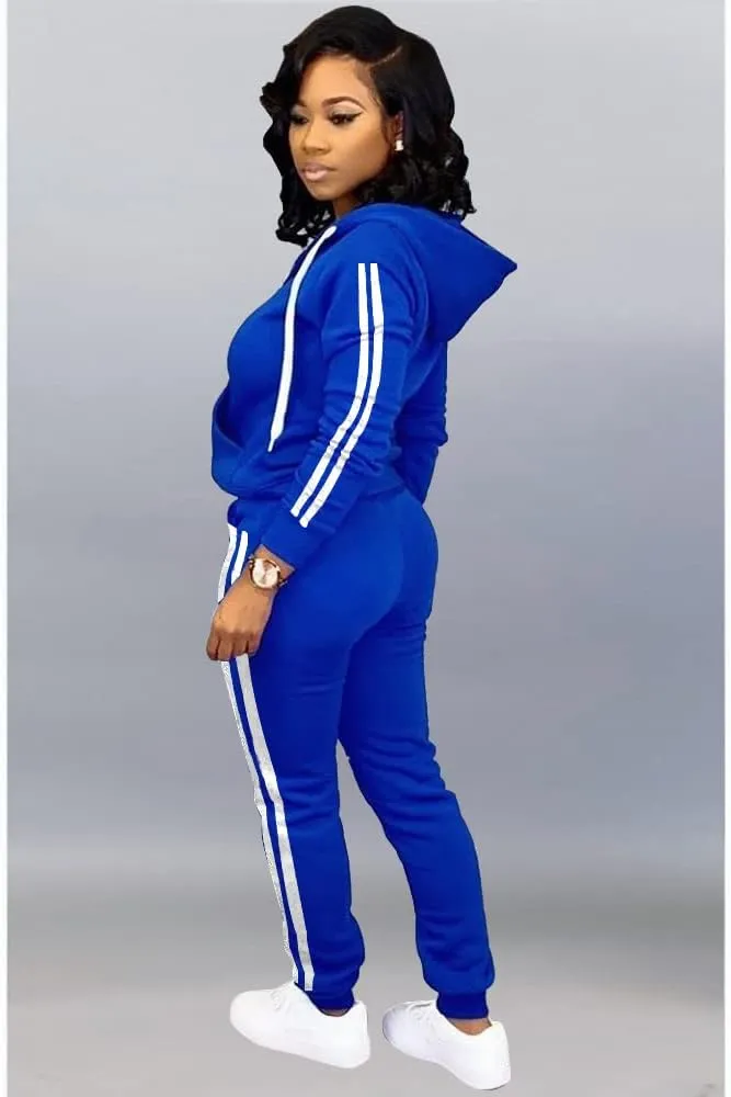 TOPSRANI Womens Two Piece Outfits Casual Sweatsuits Solid Tracksuit Jogging Sweat Suits Matching Jogger Hoodie Pants Set