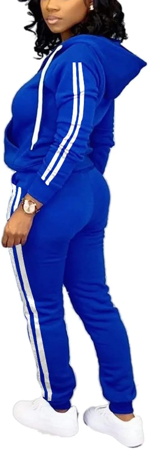 TOPSRANI Womens Two Piece Outfits Casual Sweatsuits Solid Tracksuit Jogging Sweat Suits Matching Jogger Hoodie Pants Set