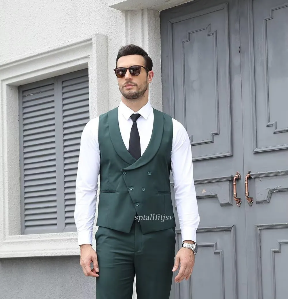 Tuxedo 3 Piece Men's Suit Slim Fit Blazer Jacket Vest Pants Set for Prom Formal One Button Tux Suits