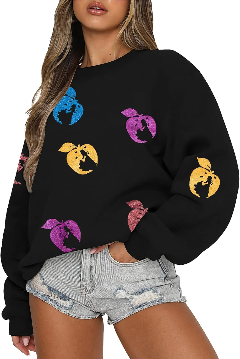 VILOVE Magical Sweatshirt Women Cute Glitter Magic Princess Sweater Family Vacation Shirt Casual Long Sleeve Top