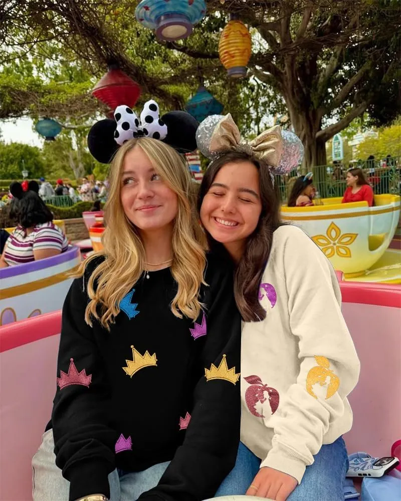 VILOVE Magical Sweatshirt Women Cute Glitter Magic Princess Sweater Family Vacation Shirt Casual Long Sleeve Top