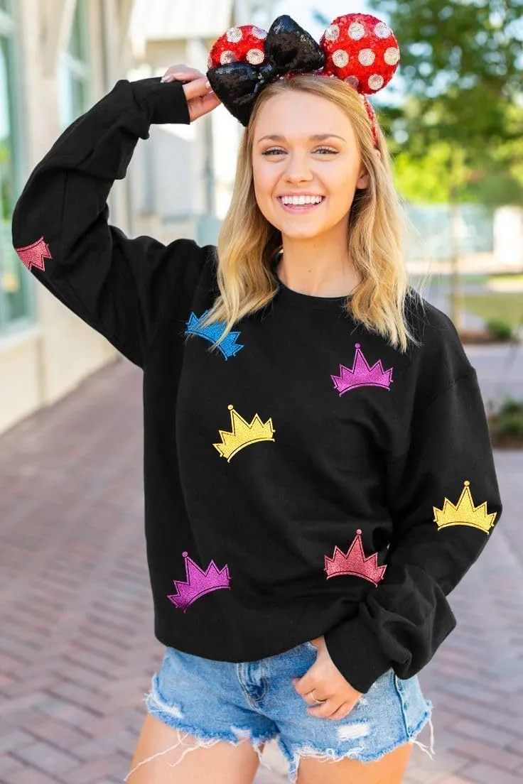 VILOVE Magical Sweatshirt Women Cute Glitter Magic Princess Sweater Family Vacation Shirt Casual Long Sleeve Top