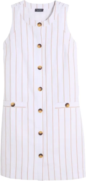 vineyard vines Women's Linen Button Front Shift Dress
