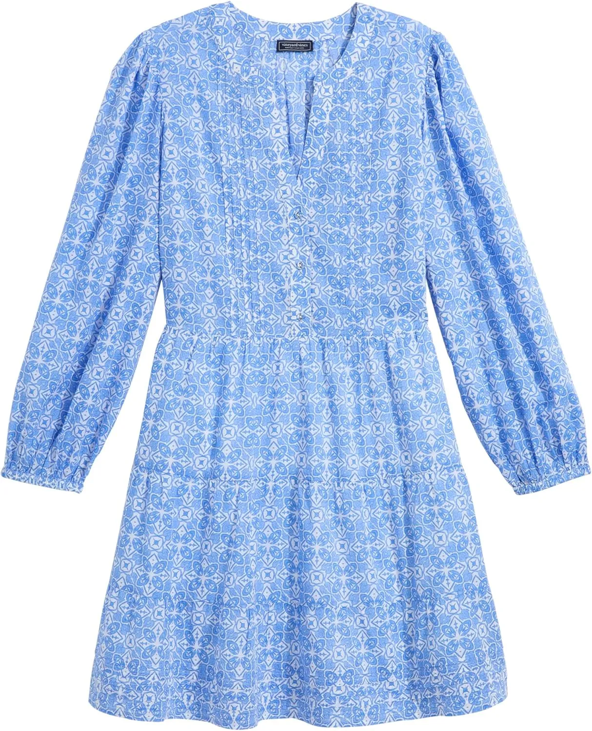 vineyard vines Women's Pintuck Tiered Mini Dress