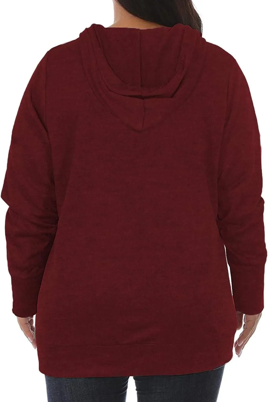 VISLILY Womens Plus-Size Hoodies V Neck Pullover Sweatshirts with Pocket