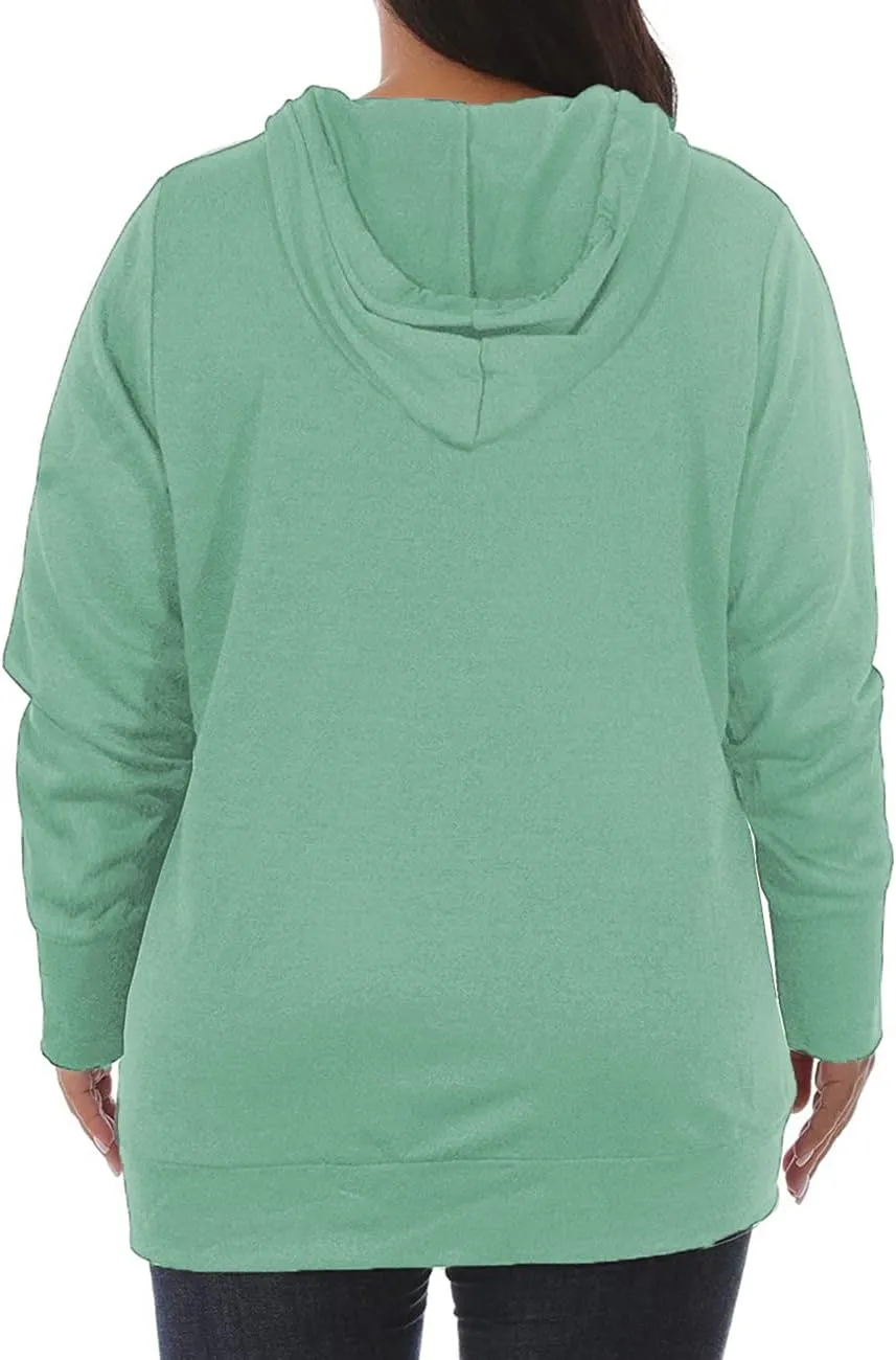 VISLILY Womens Plus-Size Hoodies V Neck Pullover Sweatshirts with Pocket