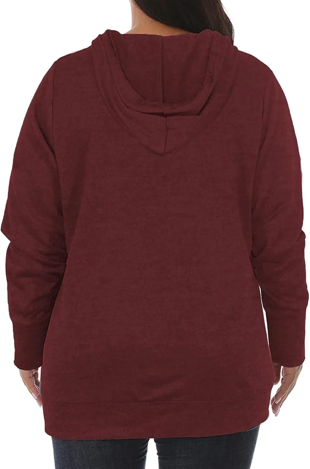 VISLILY Womens Plus-Size Hoodies V Neck Pullover Sweatshirts with Pocket