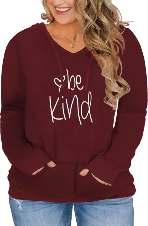 VISLILY Womens Plus-Size Hoodies V Neck Pullover Sweatshirts with Pocket