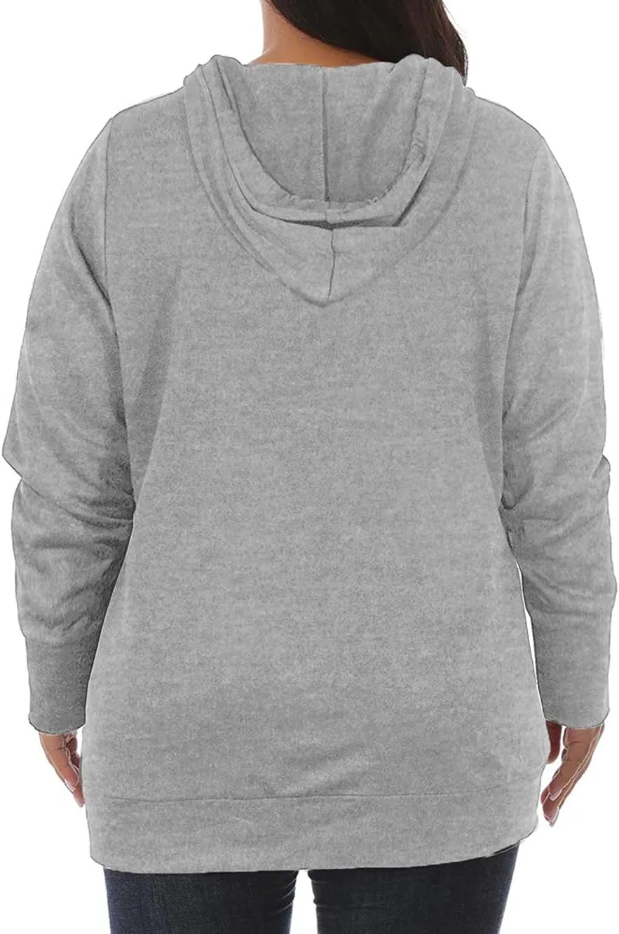 VISLILY Womens Plus-Size Hoodies V Neck Pullover Sweatshirts with Pocket