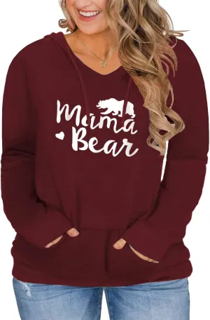 VISLILY Womens Plus-Size Hoodies V Neck Pullover Sweatshirts with Pocket