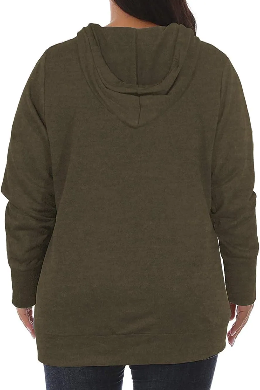 VISLILY Womens Plus-Size Hoodies V Neck Pullover Sweatshirts with Pocket