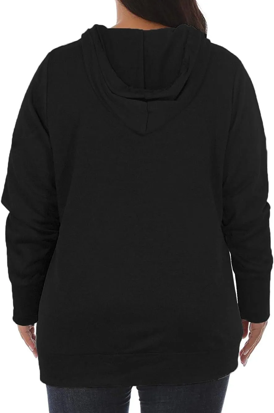 VISLILY Womens Plus-Size Hoodies V Neck Pullover Sweatshirts with Pocket