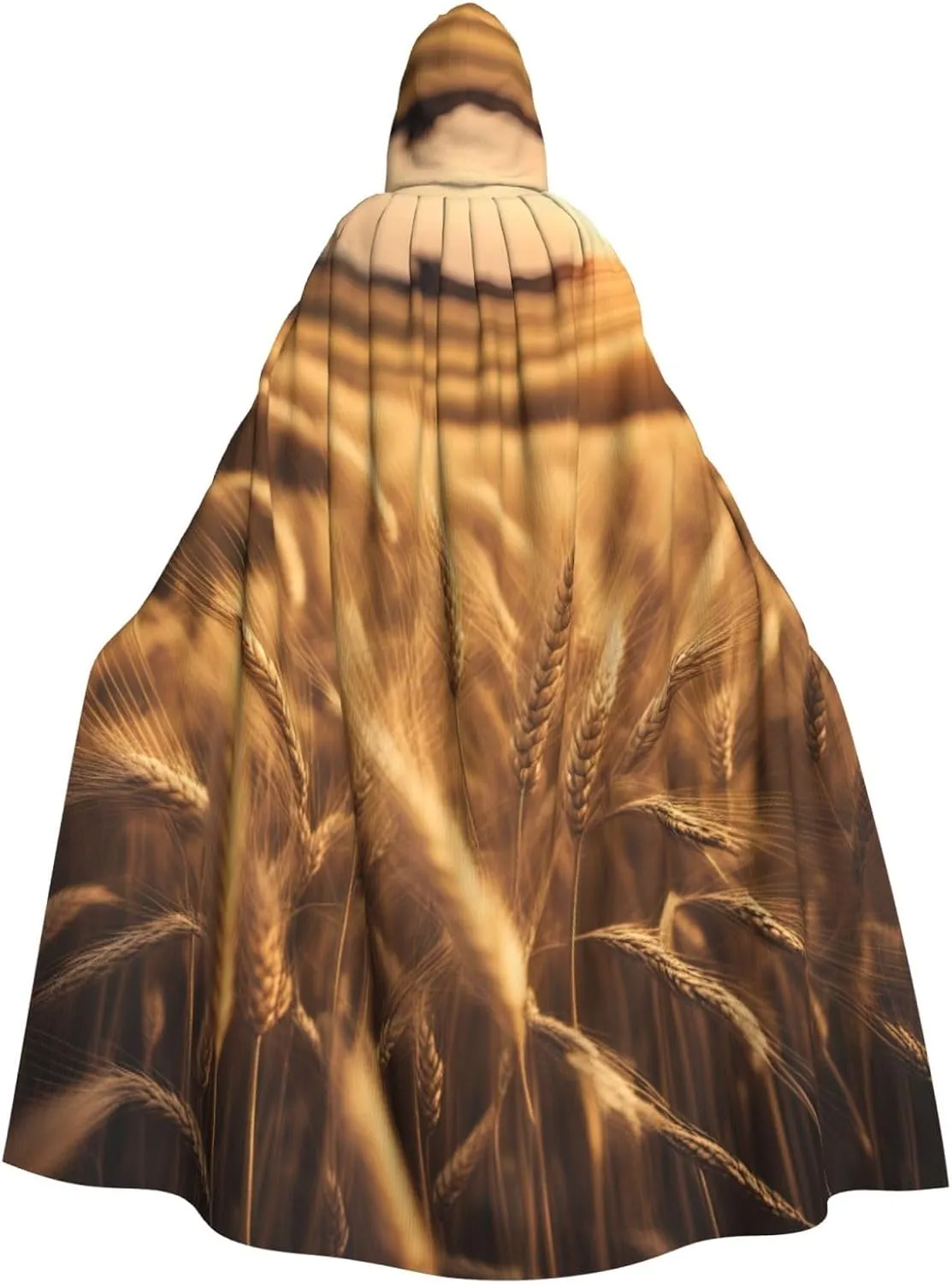 Wheat Field print Hooded cape for adults, Oversized Hooded Cloak with Bow Tie, Adult party dress cape