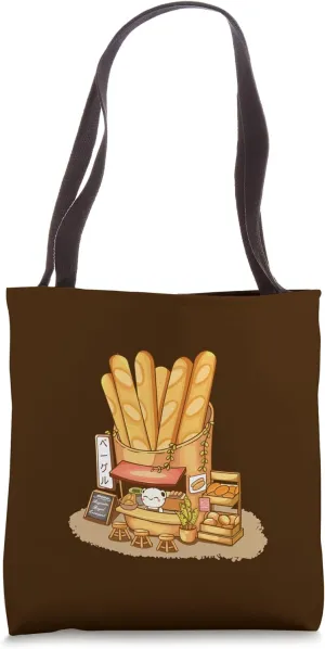 Whimsical Cafe Bakery,Baguette Bagel Bread,Kawaii Aesthetic Tote Bag