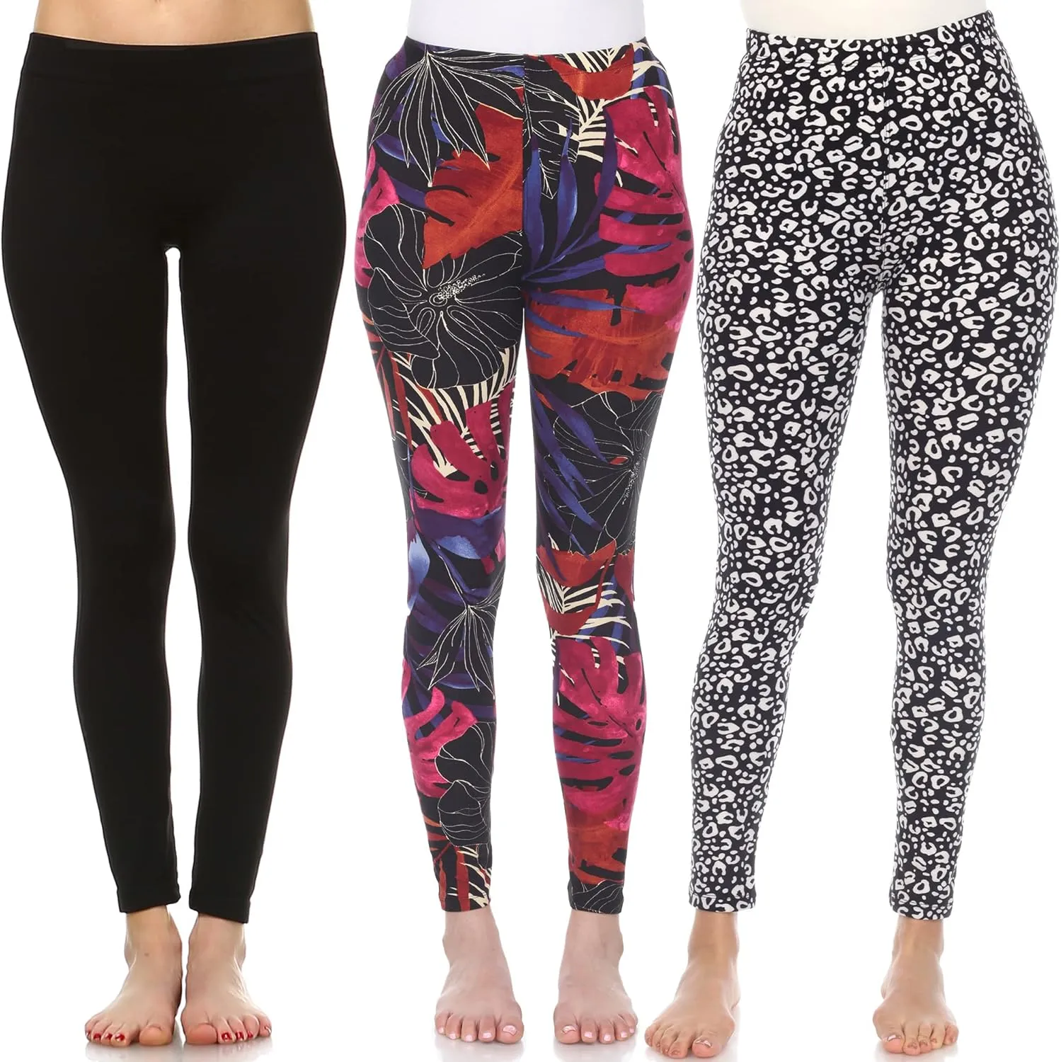 white mark Women's Pack of 3 Tropical Printed Leggings