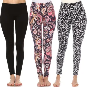 white mark Women's Pack of 3 Tropical Printed Leggings