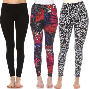 white mark Women's Pack of 3 Tropical Printed Leggings