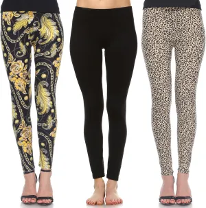 white mark Women's Pack of 3 Tropical Printed Leggings