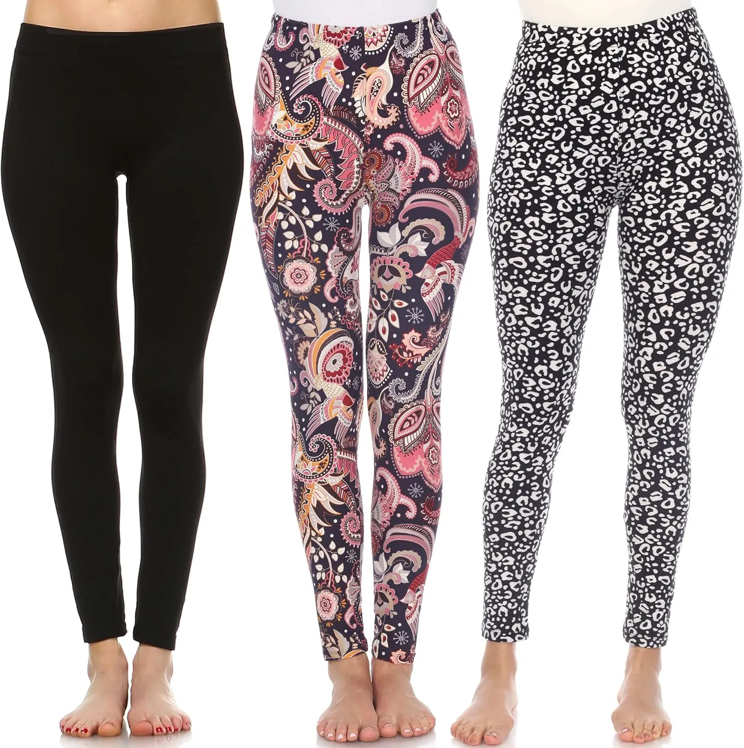 white mark Women's Pack of 3 Tropical Printed Leggings
