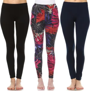 white mark Women's Pack of 3 Tropical Printed Leggings