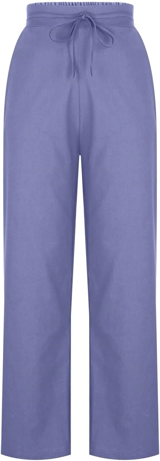 Wide Leg Pants for Women Cotton Linen Pants Summer Palazzo Beach Pants Casual Work Pants High Waisted Dressy Pants