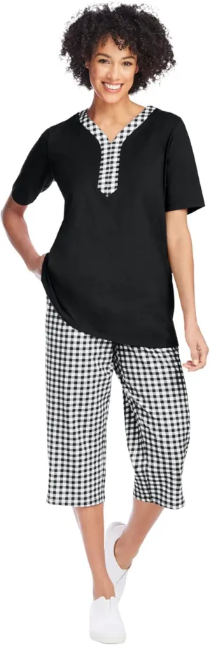 Woman Within Plus Size 2-Piece Tunic Capri Set