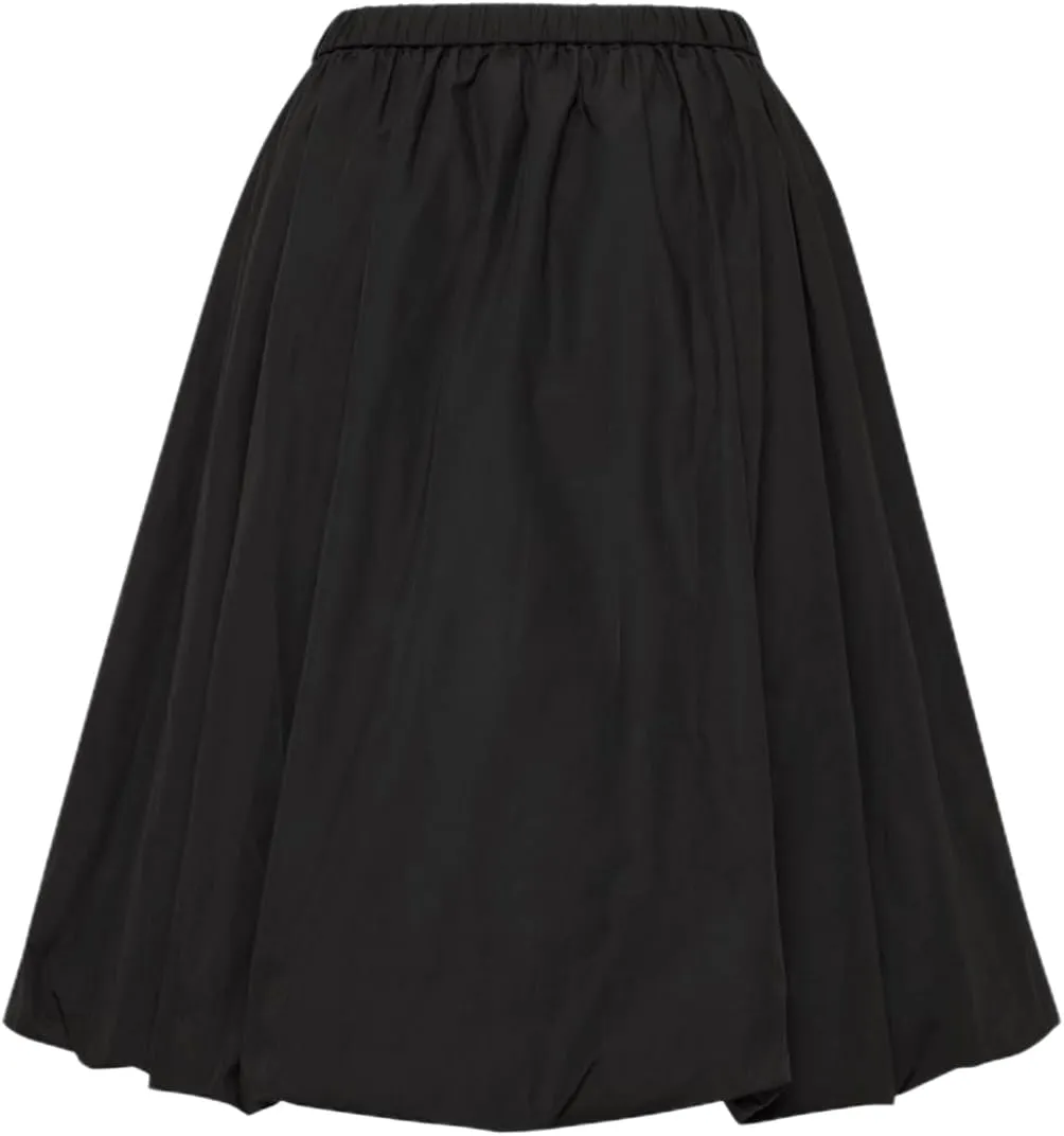 Women Bubble Summer Long Skirt A-Line Casual Solid Elastic Waist Pleated Beach Vacation Club Midi Skirt Streetwear