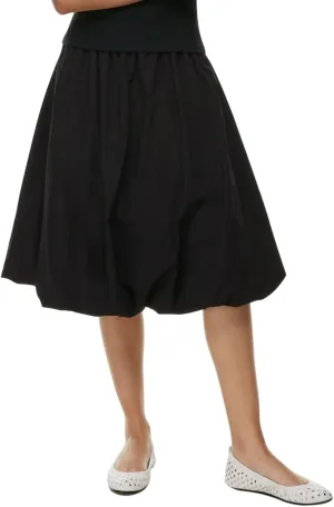 Women Bubble Summer Long Skirt A-Line Casual Solid Elastic Waist Pleated Beach Vacation Club Midi Skirt Streetwear