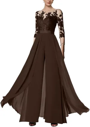 Women Dressy Jumpsuit/Pantsuit Mother of The Bride Dress Lace Appliques Wedding Guest Formal Dresses