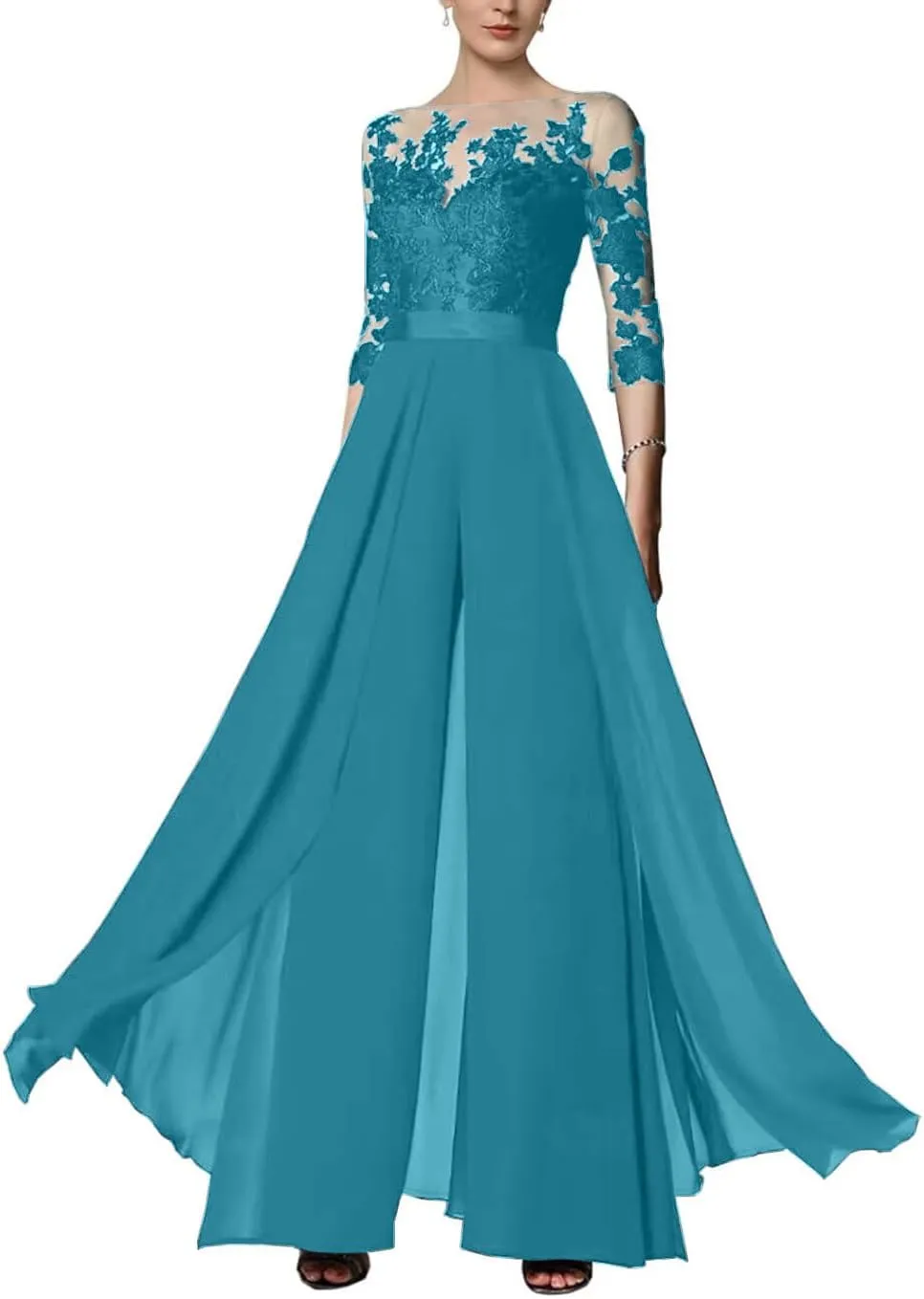 Women Dressy Jumpsuit/Pantsuit Mother of The Bride Dress Lace Appliques Wedding Guest Formal Dresses