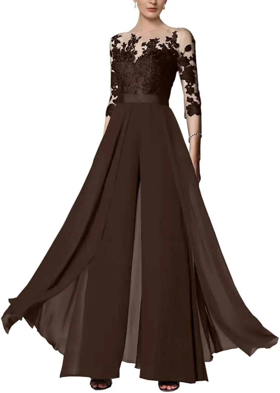 Women Dressy Jumpsuit/Pantsuit Mother of The Bride Dress Lace Appliques Wedding Guest Formal Dresses