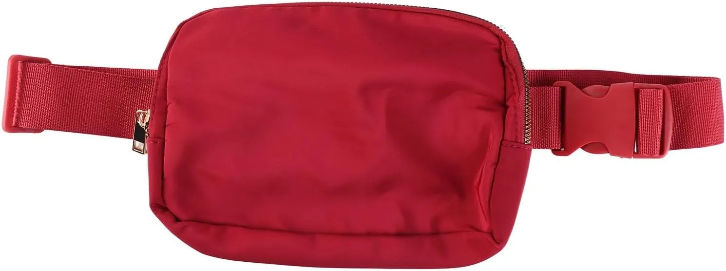 Women Fanny Pack Adjustable Belt Waist Bag Tear Hiking Fashionable Nylon (Burgundy)