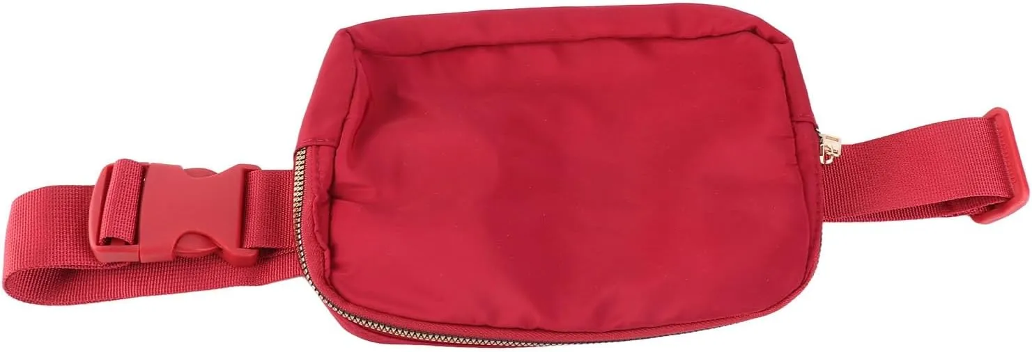 Women Fanny Pack Adjustable Belt Waist Bag Tear Hiking Fashionable Nylon (Burgundy)