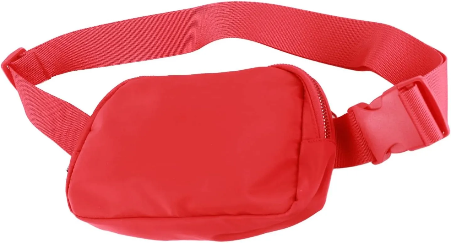 Women Fanny Pack Adjustable Belt Waist Bag Tear Hiking Fashionable Nylon (Red)