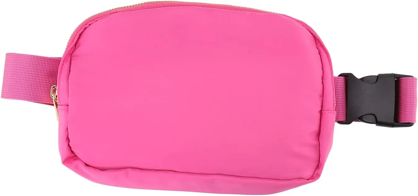 Women Fanny Pack Adjustable Belt Waist Bag Tear Hiking Fashionable Nylon (Rose Red)