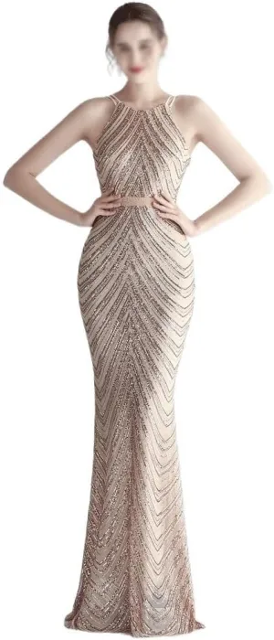 Women Sexy Long Evening Party Dress Fashionable Off Shoulder Sequin Evening Dress with Detachable Chiffon