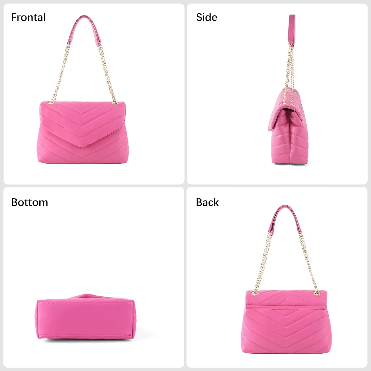 Women Shoulder Bag, Fashionable Quilted Vegan leather Crossbody Purses with Adjustable Chain Designer Purses