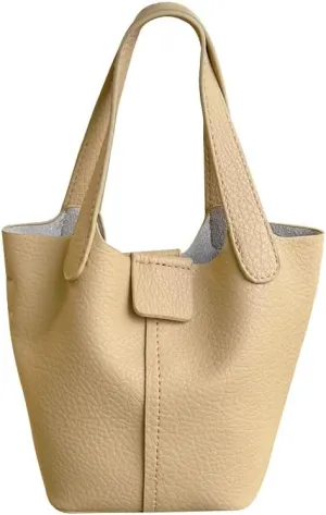 Women'S Bucket Bag Fashionable Shoulder with Makeup Magnetic Buckle Sealed Crossbody Handbag