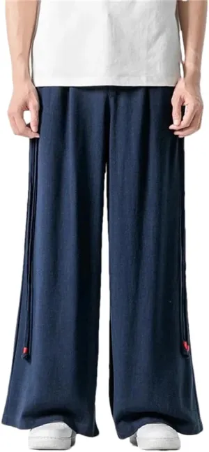 Women's Cotton Street Trousers, Japanese Casual Wide-Leg Pants, Solid Color Harajuku Harem Pants