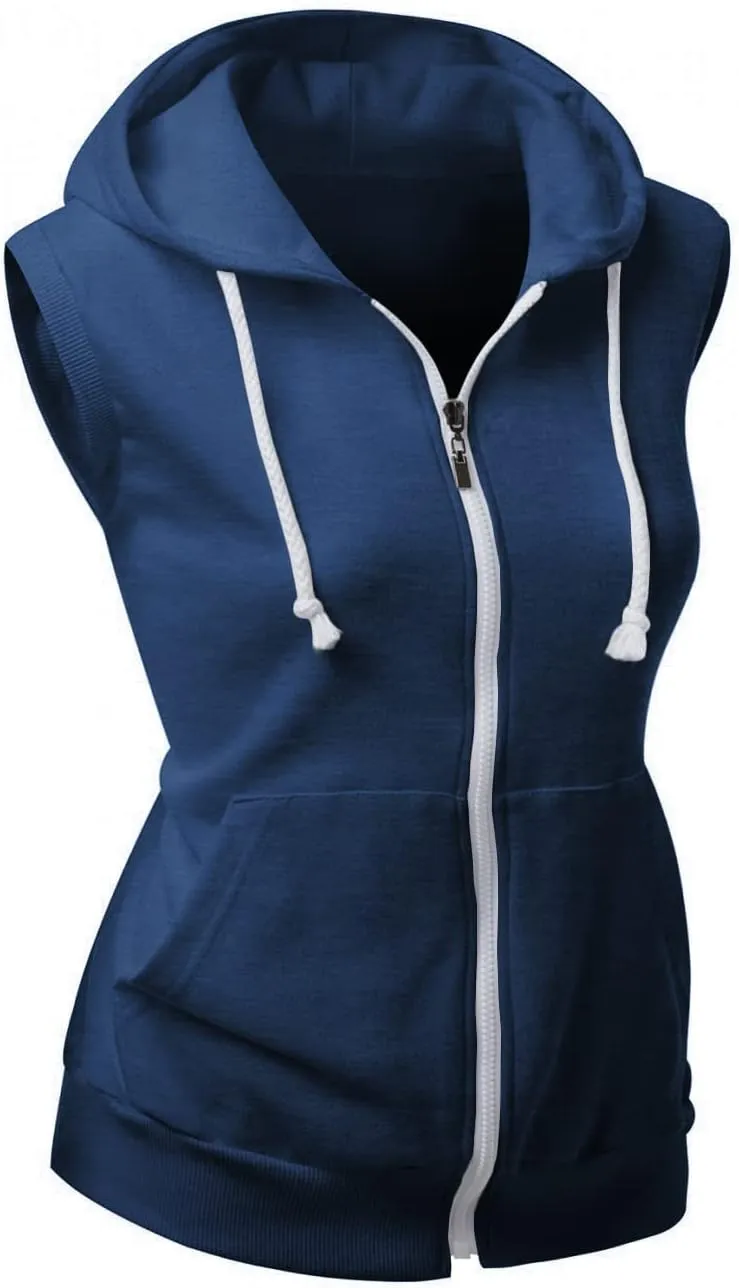 Womens Cotton Zip Up Hoodie Vest